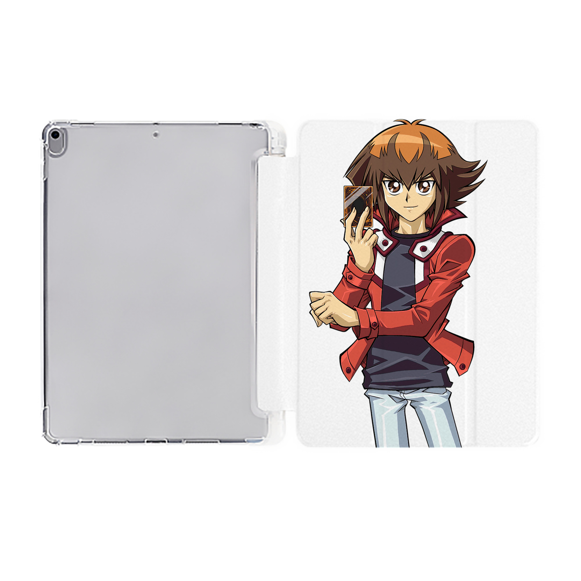 （画像用） 遊☆戯☆王 Yu-Gi-Oh! IPad ケース ペン収納付き 三つ折りスタンド PUレザー×シリコン 対応機種9.5/10.5/10.9インチ